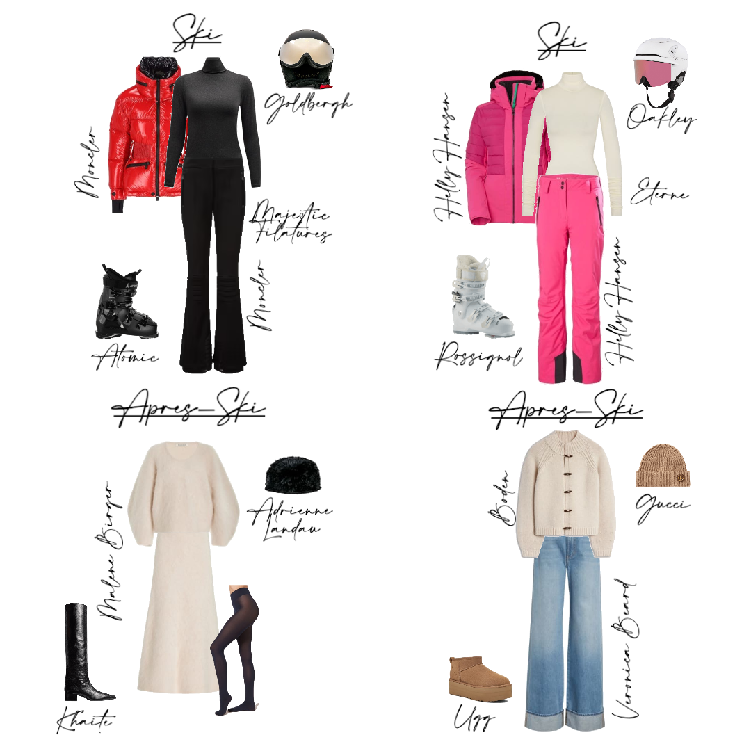 Alta packing capsule, ski and après-ski outfits with Moncler, Khaite, and Ugg