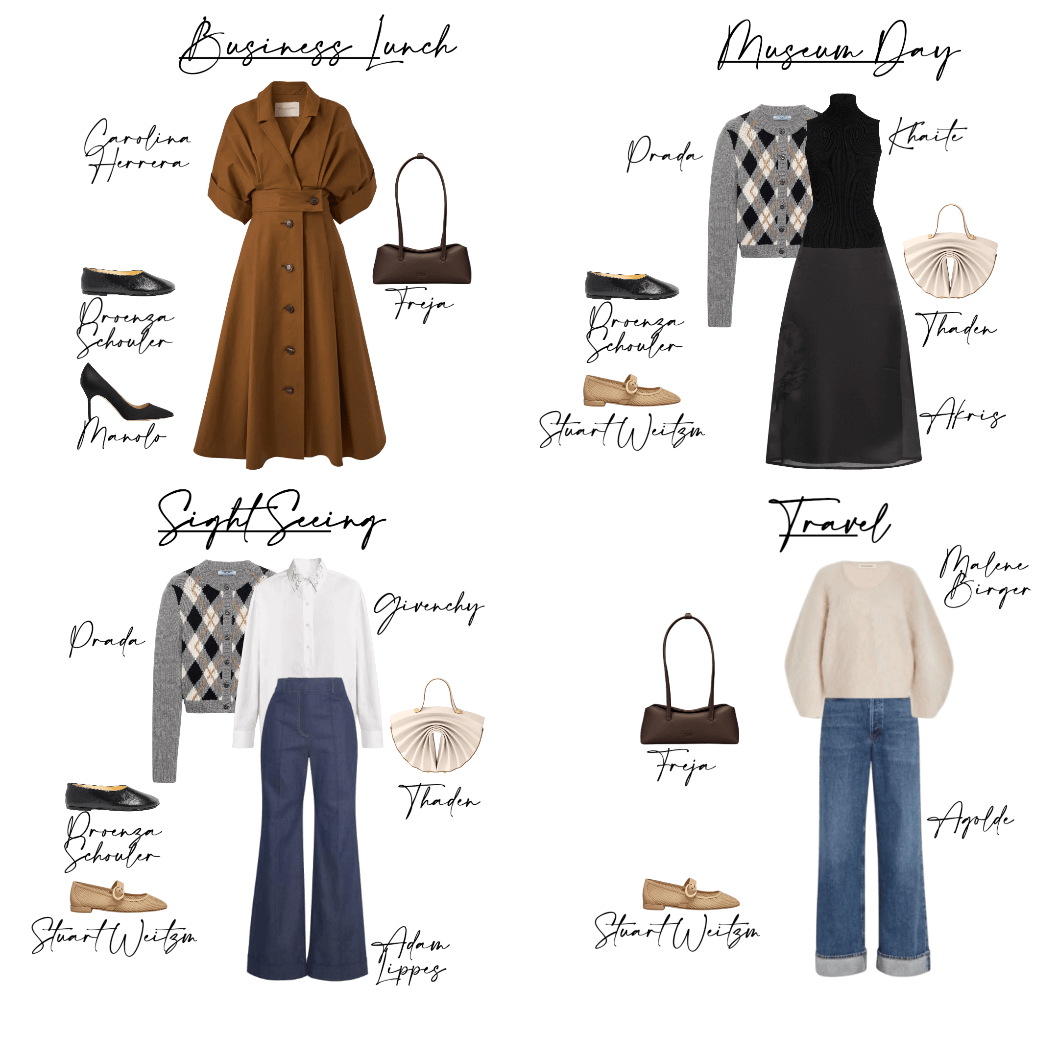 Berlin packing capsule, four styled outfits for business lunch, museum day, sightseeing, and travel